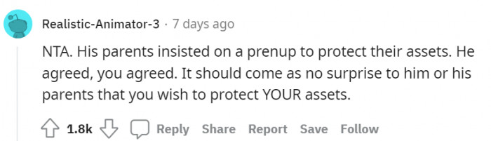 If his parents can protect their assets, then you should protect yours.