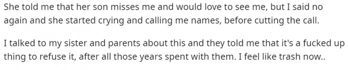 OP's parents and sister, however, have other opinions.