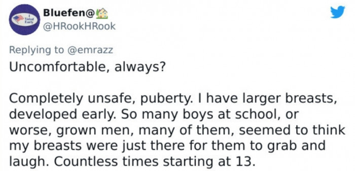 28. The sad reality is that when women's breasts are on the larger side, they tend to get harassed.