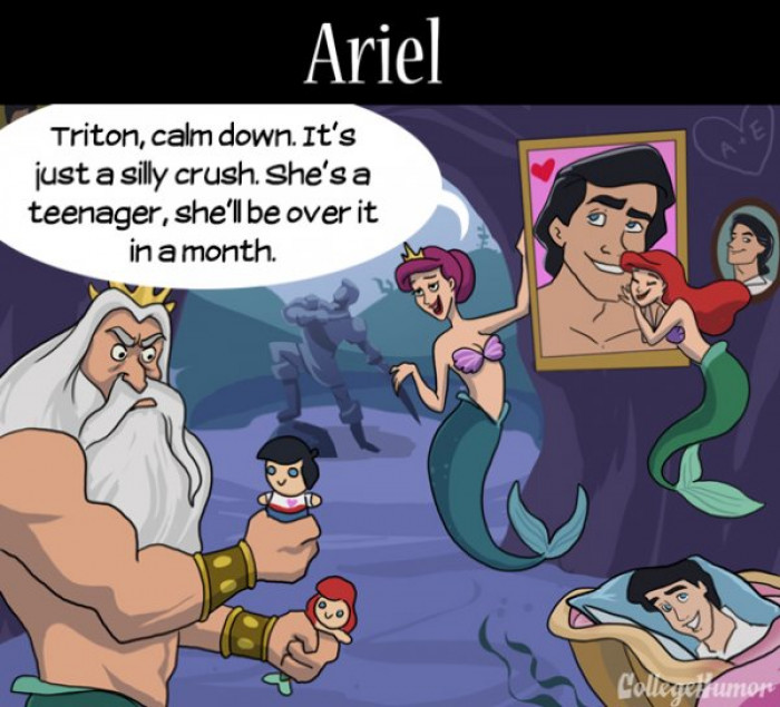 2. If Ariel had a mom, King Triton wouldn't have been so uptight about her puppy love.