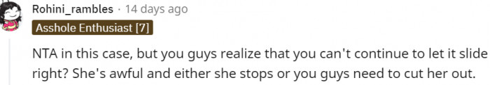 18. Either she stops, or you cut her out