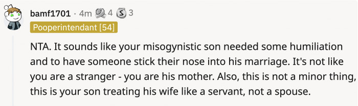 The son's mistreatment was agreed upon as an issue that shouldn't be taken lightly