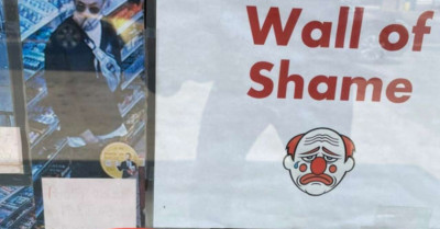 Shameless Dog Got His Picture On The Wall Of Shame Of A Convenience Store And He Is Still Not Ashamed