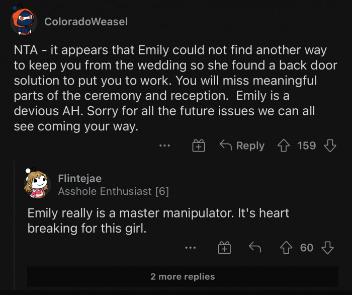 The true a-hole here is Emily.