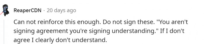 But most people condoned her for not signing the paper.