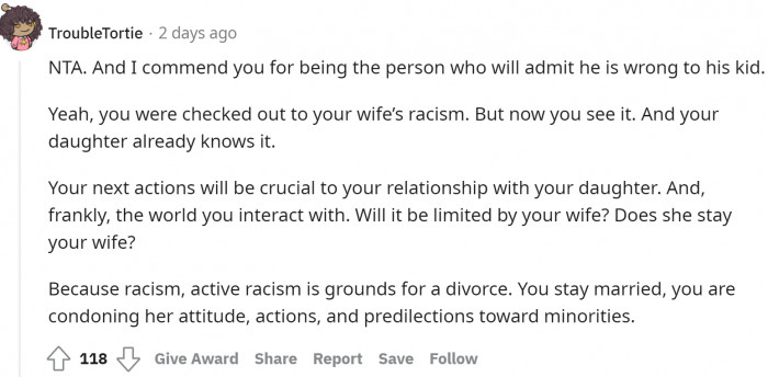 I hope this comment encourages the man to file for divorce because the wife clearly isn't going to change.