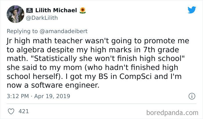 12. Statistically, people who are told they won't succeed are more likely to succeed.