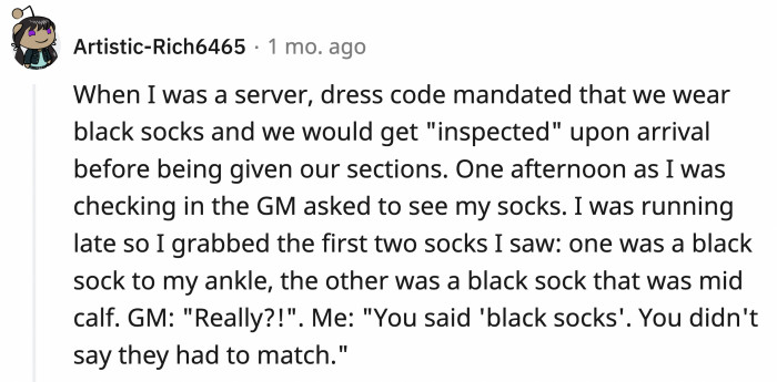 They are black socks, aren't they?