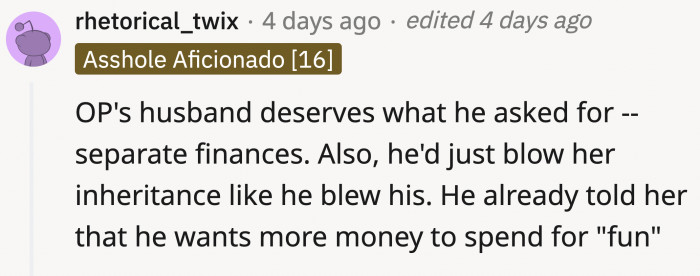 He doesn't have the best history budgeting a lot of money.