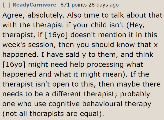 Such Matters Should Also Be Discussed with Therapists
