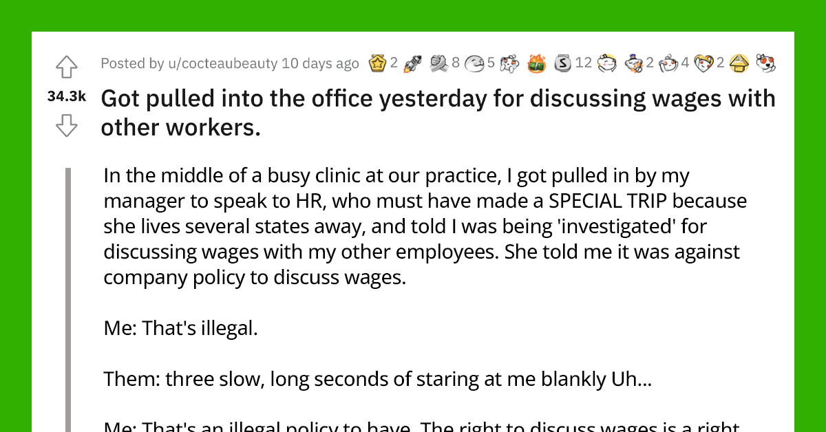 Redditor Calls Out HR When They Told Him It Was Illegal For Employees