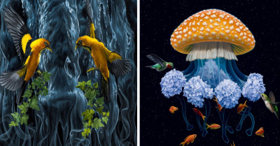 Magical Paintings Of Amalgamation Of Animals And Plants Are Sure To Woo You