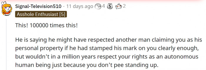 For Morgan, the only reason to stop is if a woman 