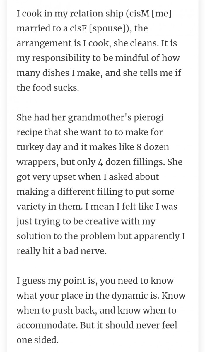 #28 He cooks, she cleans.