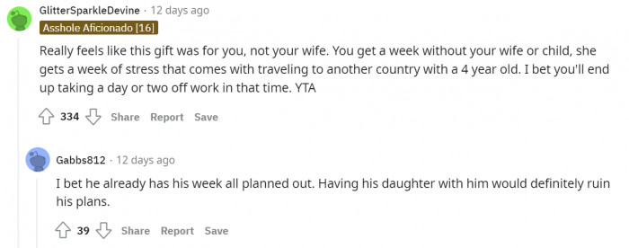 That's right. It's meant for himself.