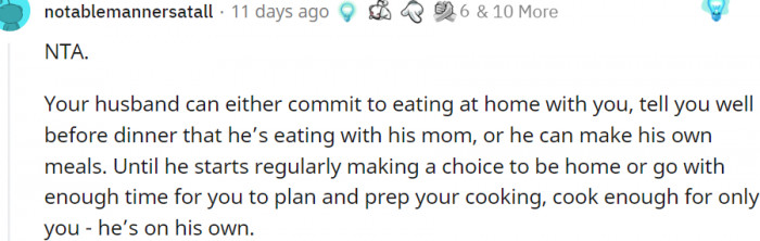 2. He can go make his own meals