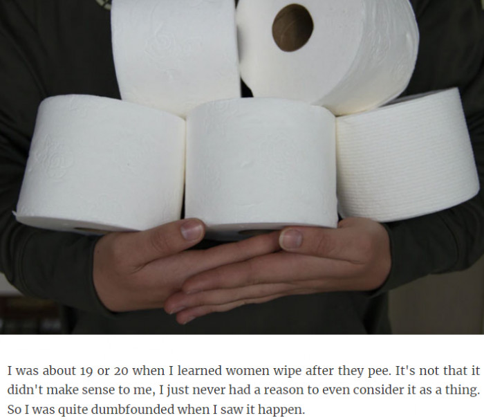 Women and wiping after they pee