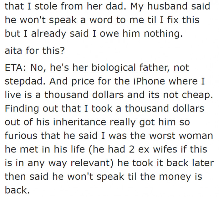 The husband is angry over a problem he created.