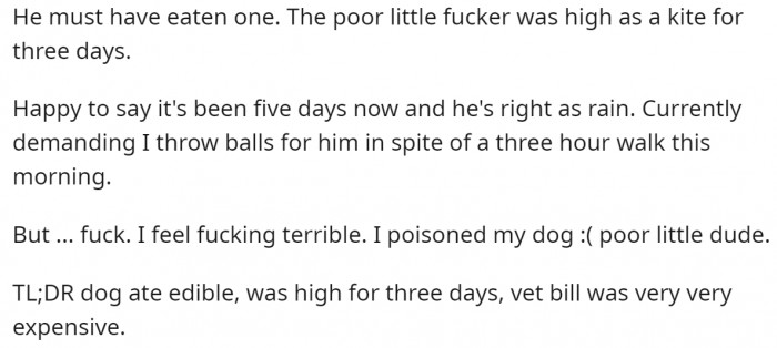 And OP finally figured out what happened - Leo was high