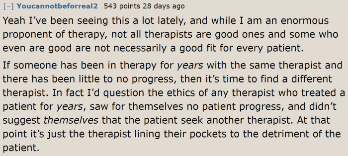 A Change in Therapist Can Also Be the Solution