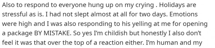 OP also gave more information about her emotional state.
