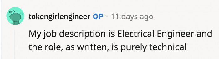 OP provided her actual job title.