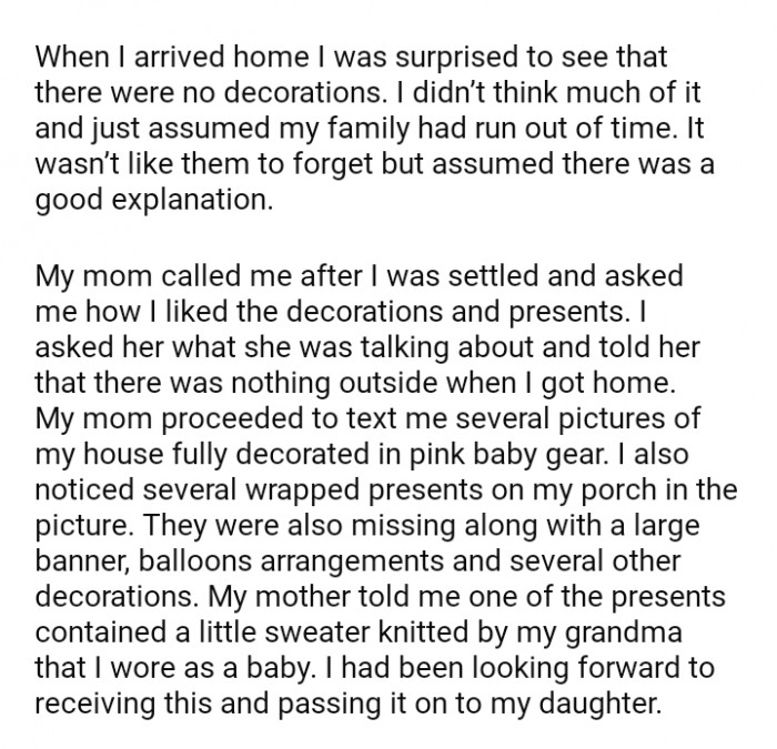 The surprise that went missing when they got home.