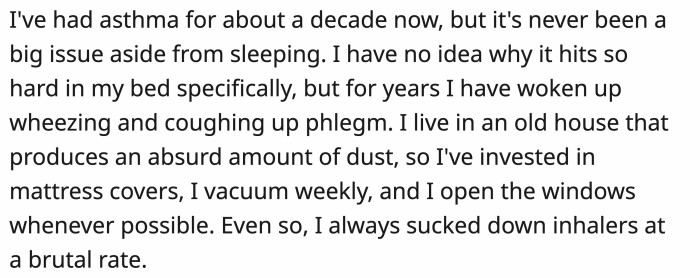 OP enumerated the things they did to prevent their condition from being severely triggered in the bedroom.