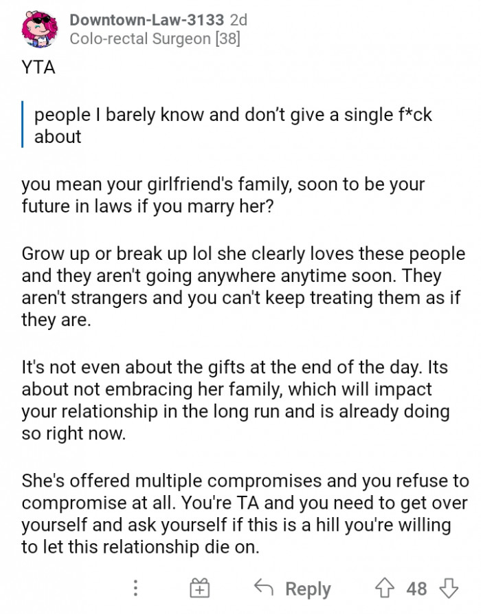 #19 You either grow up or break up if you choose not to compromise and embrace her family as they are.