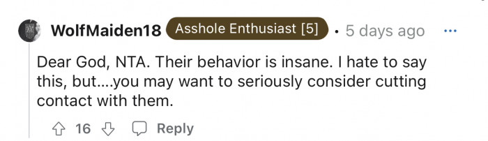 Another comment saying to cut contact.