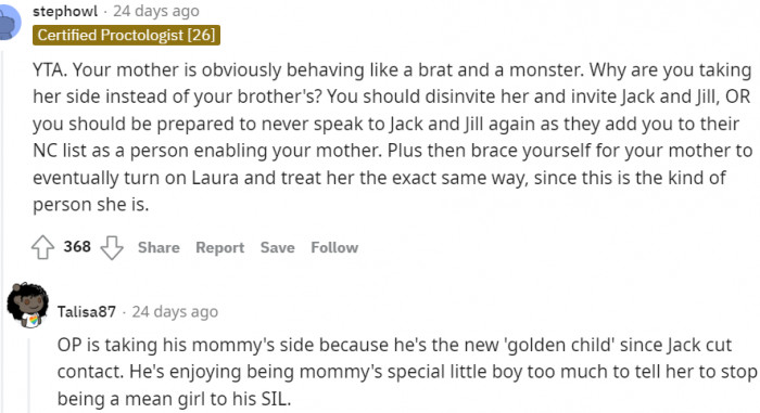 9. Why are you taking your mother's side?