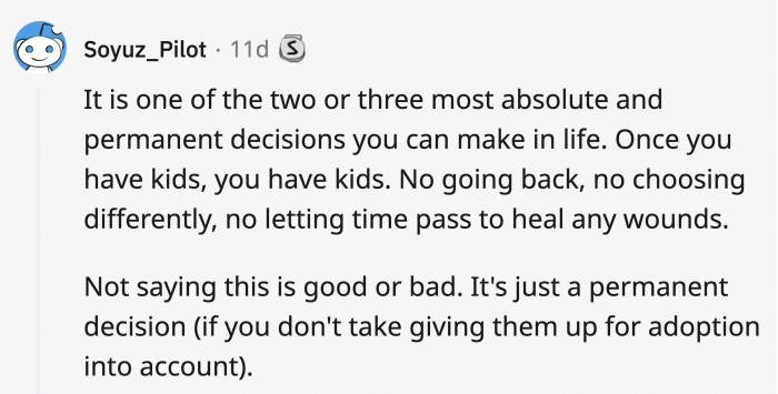 As kids say, no backsies