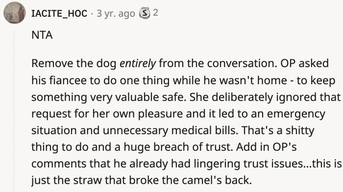 It all boils down to one thing: the lack of and the breach of trust.