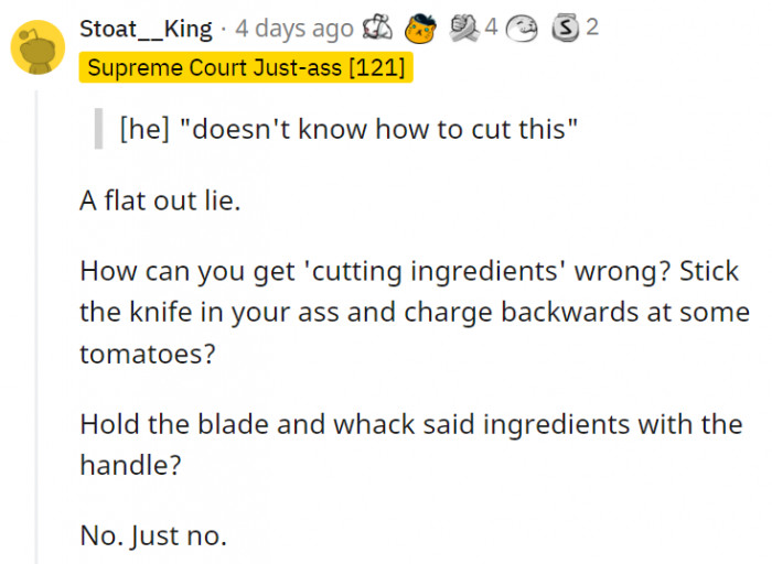 So what if you get weirdly shaped chunks instead of cubes? At least it's still cut if he at least tried.