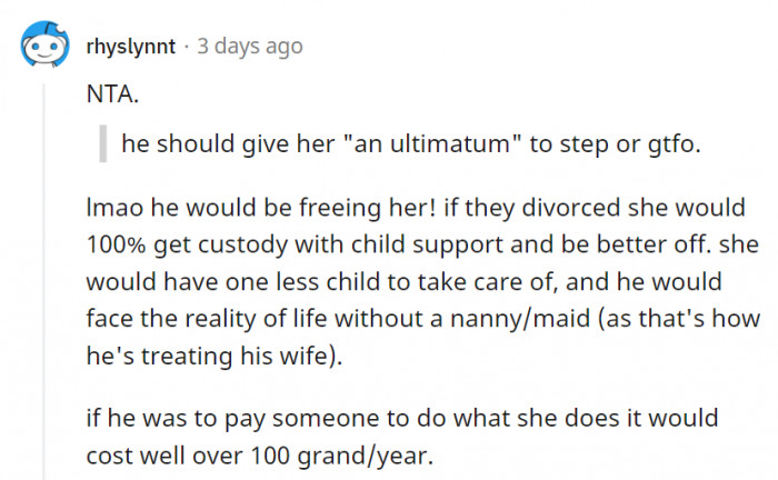 She shouldn't stay with a man who doesn't respect her or appreciate any of her efforts.