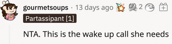 She can't even admit responsibility for it.