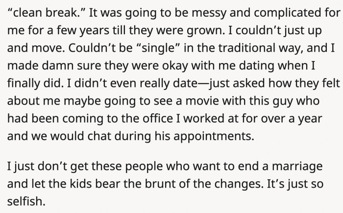 There will always be consequences when you choose to separate and make decisions for your kids.