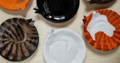 Incredible Artist Creates Adorable Ceramic Plates That Look Like Curled-Up Cats