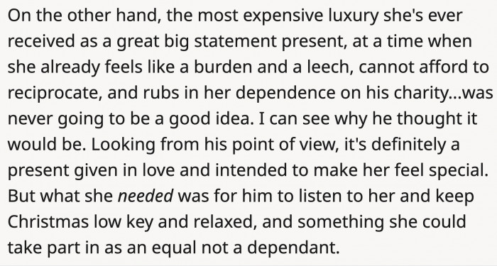 ... he could have chosen a better, less expensive gift that would benefit the two of them.