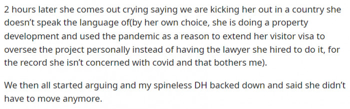Her husband said that MIL didn't have to move anymore. ctkkay was enraged.