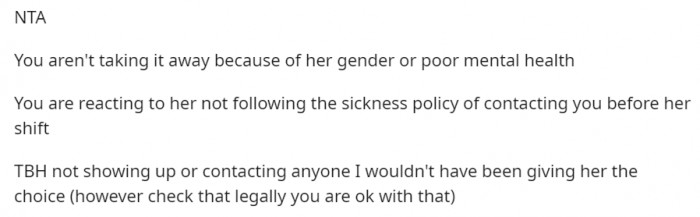 It’s not about gender or mental health here