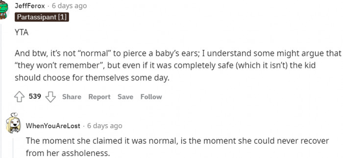 There's nothing normal about piercing a baby's ears
