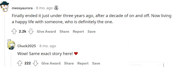 She ended her previous relationship and lived a happy life with 