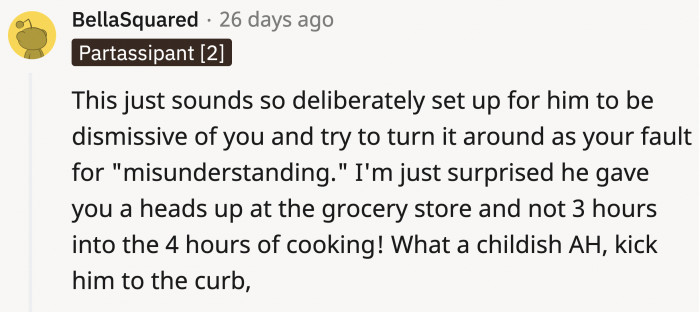Informing OP while at the grocery was probably a slip up