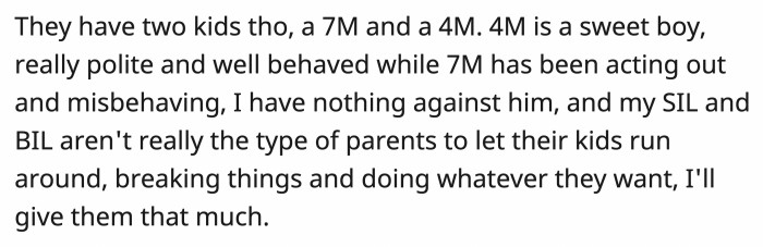 Despite thinking that the BIL might have a little crush on OP, he and the SIL have two kids.