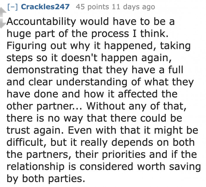 More people agree that the cheater should take responsibility for their actions.