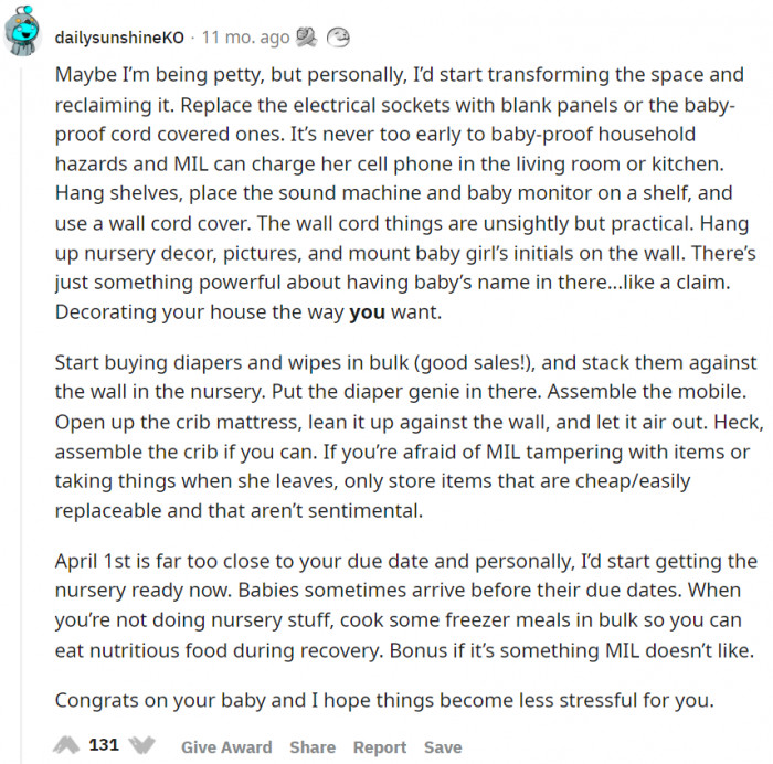 OP should start transforming and reclaiming the space.