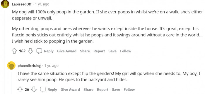 #5 Different pooping habits.