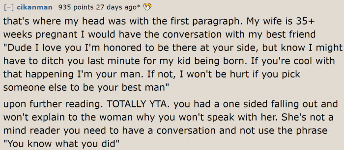 Redditors agree that she should have patched things up with the fiancée.