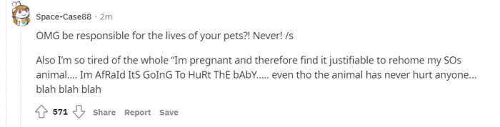 I mean, but is the cat really prone to hurting people or the baby or is the OP just being a bit dramatic